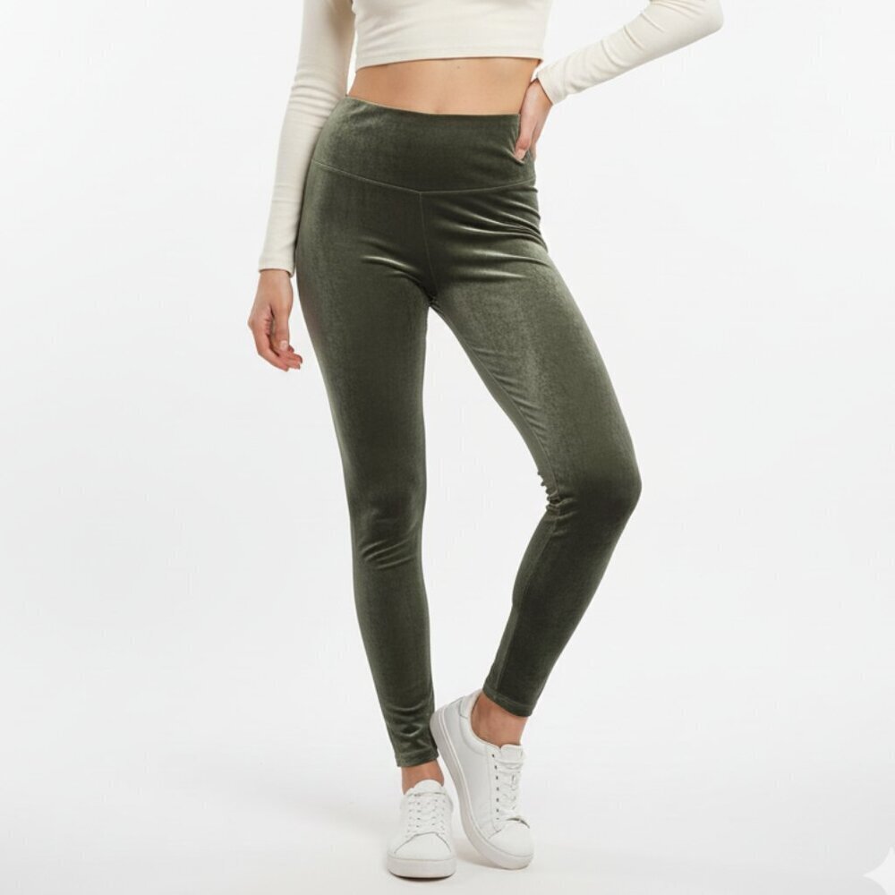 SPANX Olive Green Velvet Women's Leggings Size Medium